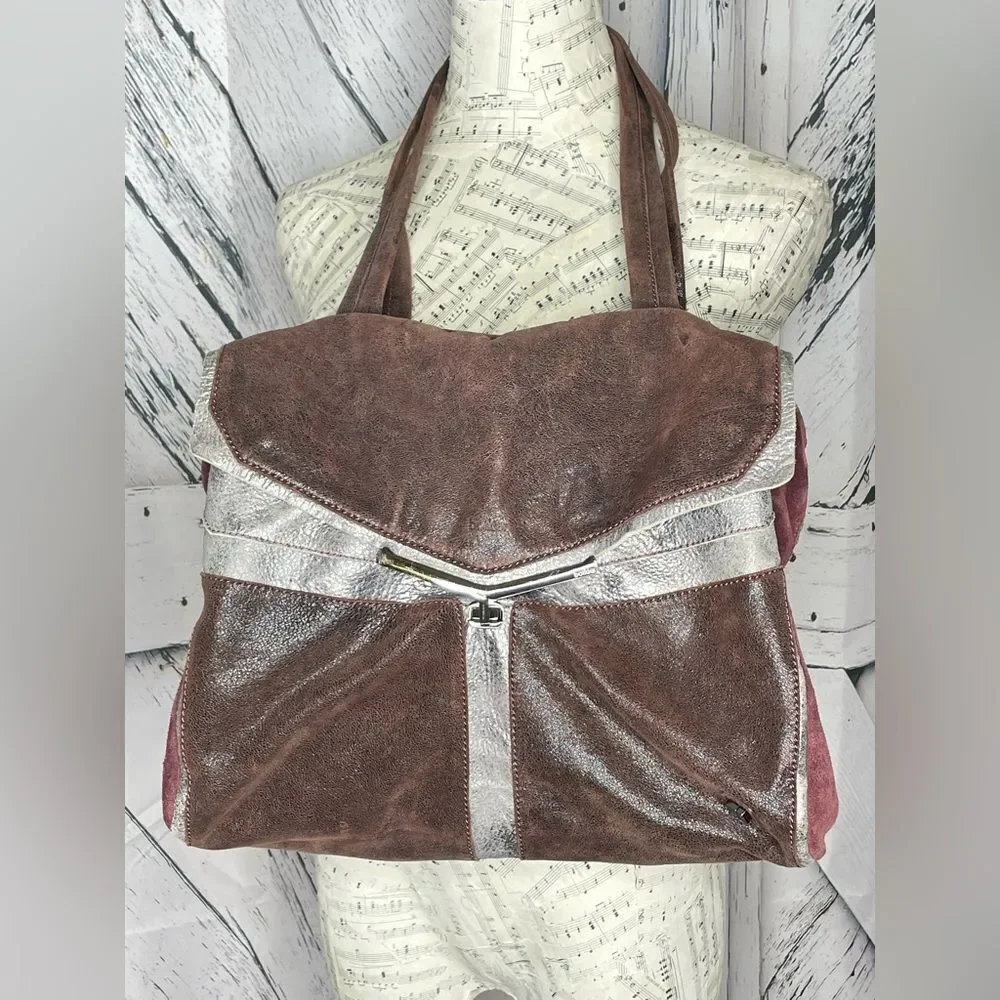Botkier Satchel Handbag Suede & Metallic